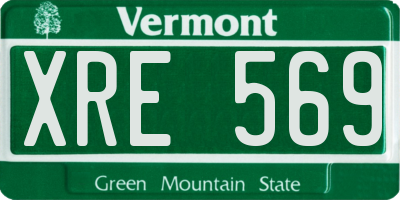 VT license plate XRE569
