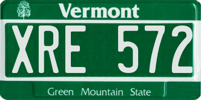 VT license plate XRE572