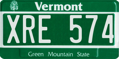 VT license plate XRE574