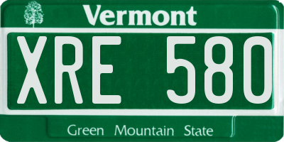 VT license plate XRE580