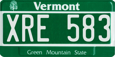 VT license plate XRE583