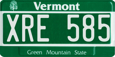 VT license plate XRE585