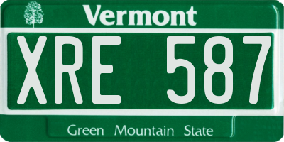 VT license plate XRE587