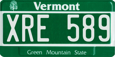 VT license plate XRE589