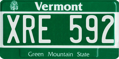VT license plate XRE592