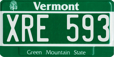 VT license plate XRE593