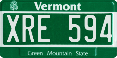 VT license plate XRE594