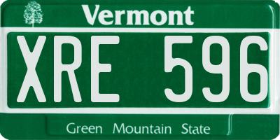 VT license plate XRE596