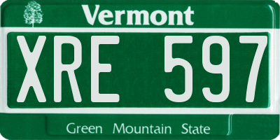VT license plate XRE597