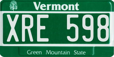 VT license plate XRE598