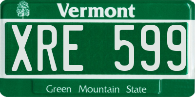 VT license plate XRE599