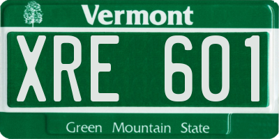 VT license plate XRE601