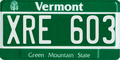 VT license plate XRE603