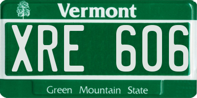 VT license plate XRE606
