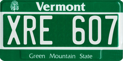 VT license plate XRE607