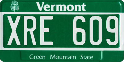 VT license plate XRE609