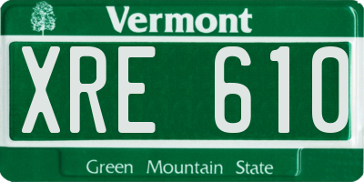 VT license plate XRE610