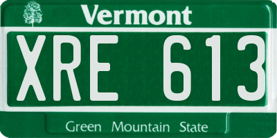 VT license plate XRE613