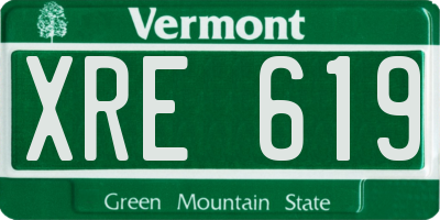 VT license plate XRE619