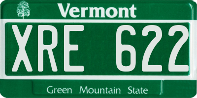 VT license plate XRE622
