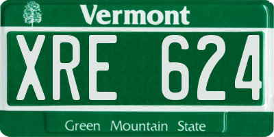 VT license plate XRE624