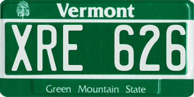 VT license plate XRE626