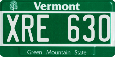 VT license plate XRE630