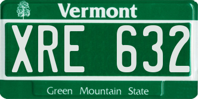 VT license plate XRE632