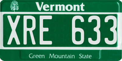 VT license plate XRE633