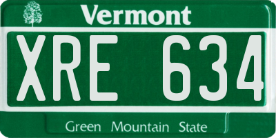VT license plate XRE634