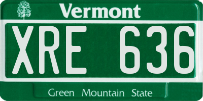 VT license plate XRE636