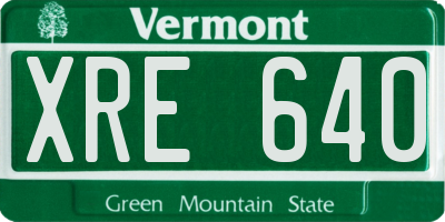 VT license plate XRE640