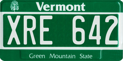 VT license plate XRE642