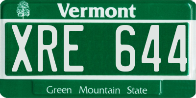 VT license plate XRE644