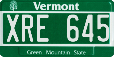 VT license plate XRE645