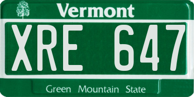 VT license plate XRE647