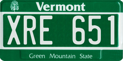 VT license plate XRE651