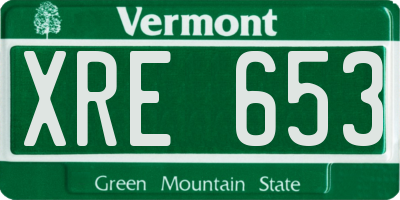 VT license plate XRE653