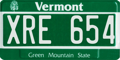 VT license plate XRE654