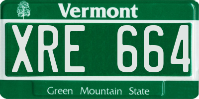 VT license plate XRE664