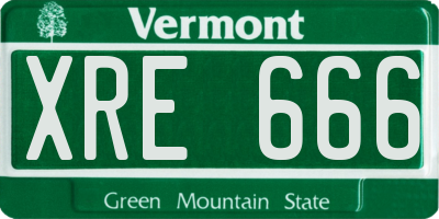 VT license plate XRE666
