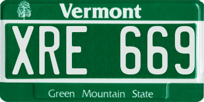 VT license plate XRE669