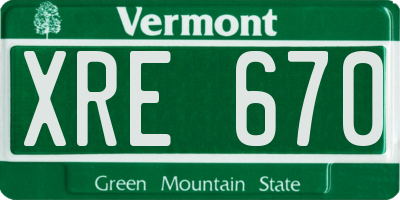 VT license plate XRE670