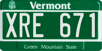 VT license plate XRE671