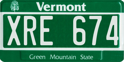 VT license plate XRE674