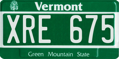 VT license plate XRE675