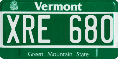 VT license plate XRE680