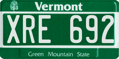 VT license plate XRE692