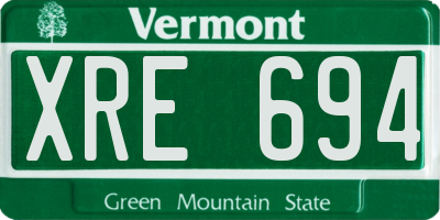VT license plate XRE694