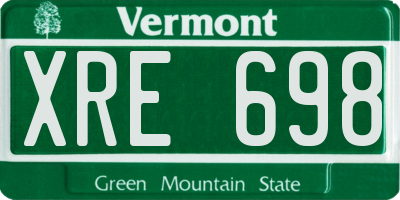 VT license plate XRE698